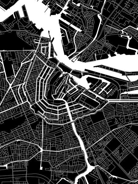 Amsterdam | Plan de la ville moderne en noir et blanc par Cartes du monde boutique