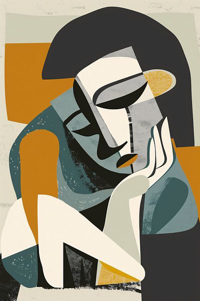 Portrait cubiste d'une femme en pleine réflexion par Imperial Art House