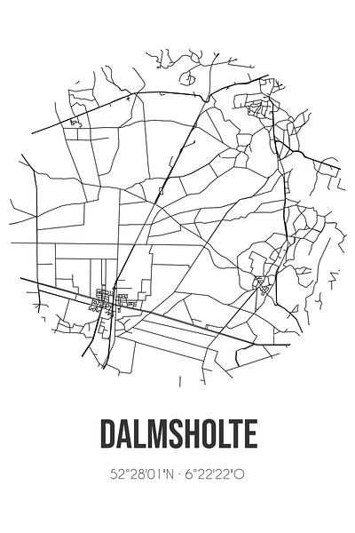 Dalmsholte (Overijssel) | Carte | Noir et blanc par Affiches de lieux