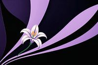 Abstract art with subtle geometric shapes and orchid