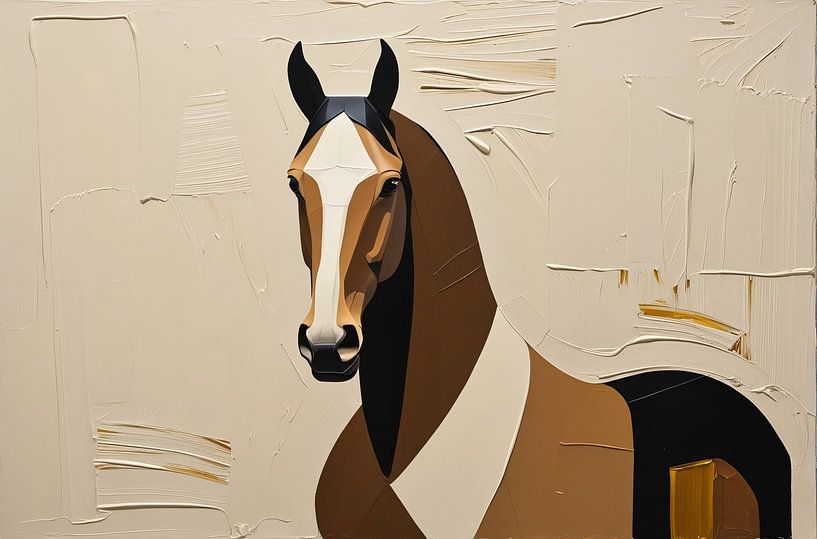 Kubistisches Pferd in minimalistischem Stil von Art & Soul Creations