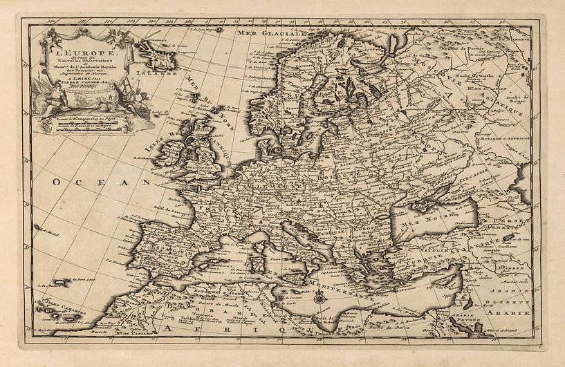 Old map of Europe from around 1725 by Gert Hilbink