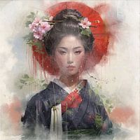 Elegante asiatische Frau im traditionellen Kimono