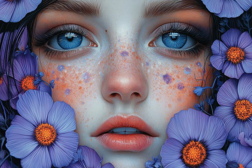 Frau mit Blumen Fantasie von Egon Zitter