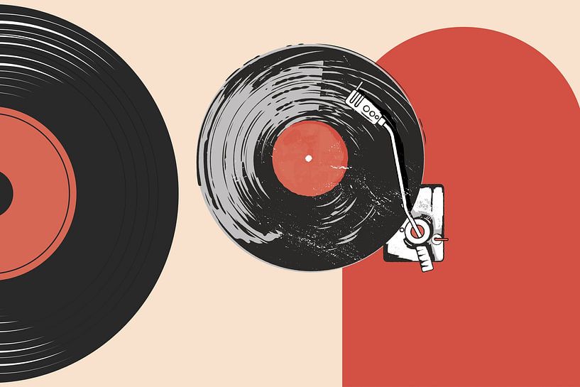 Rétro Vintage Musique Géométrie Vinyle Art par FRESH Fine Art