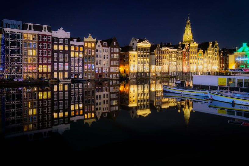 Damrak in Amsterdam with reflections by Roy Poots