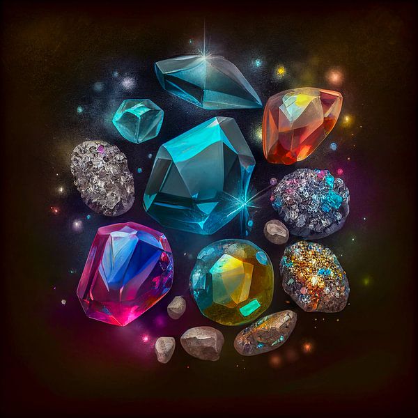 Edelsteine auf schwarzen Hintergrund Illustration von Animaflora PicsStock