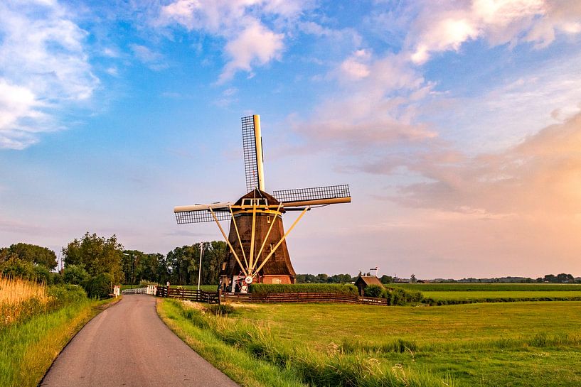 Mill in picturesque Dutch landscape by Mirjam Brozius