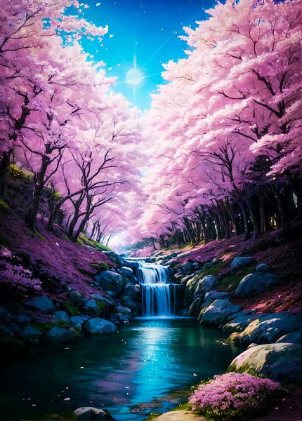 Rivière Sakura aux cerisiers en fleurs par Ruzerin