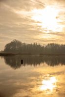 Coucher de soleil hivernal sur la réflexion de l'eau