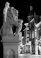 Stadszicht Alkmaar in schwarz-weiß.