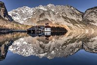 Watzmann east face with little church St. Bartholomä