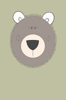 Children's illustration bear with green background