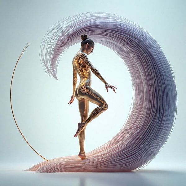 Dance in energy - abstract woman in flowing forms by Kleurenrijk