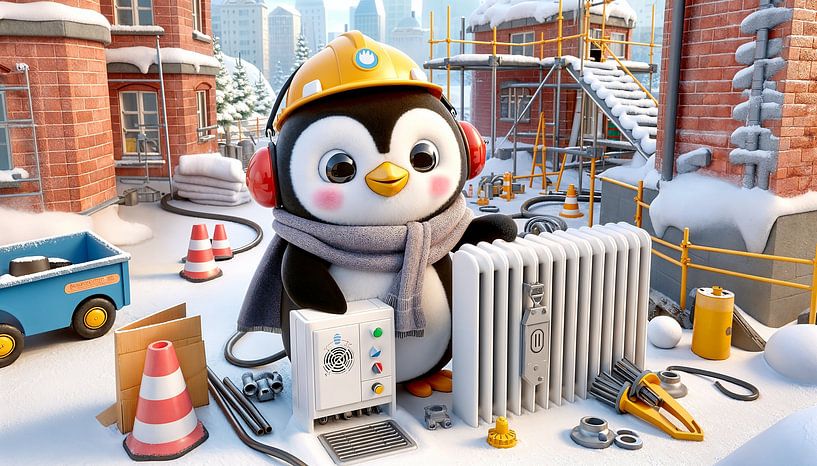Le technicien de chauffage Pinguin maîtrise l'hiver par artefacti