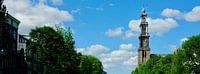 Amsterdam, Westertoren on Prinsengracht in colour