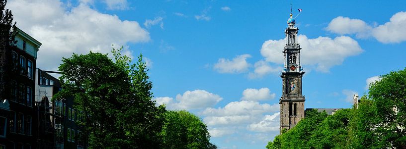 Amsterdam, Westertoren on Prinsengracht in colour by Amsterdam Highlights