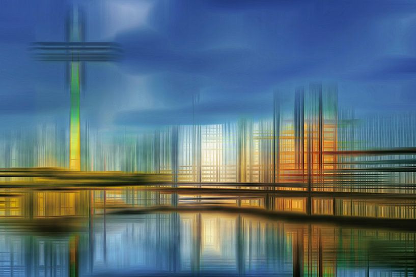 Düsseldorf Rhein Abstraktion von Dieter Walther