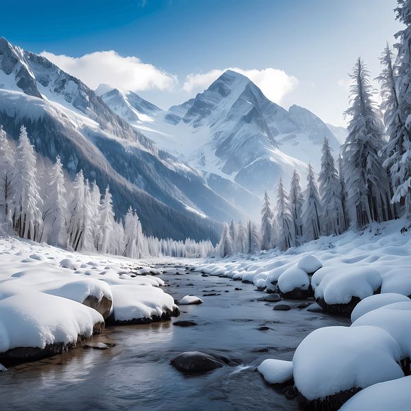 Gelassene Majestät: Ein winterliches Flusstal von Artistic