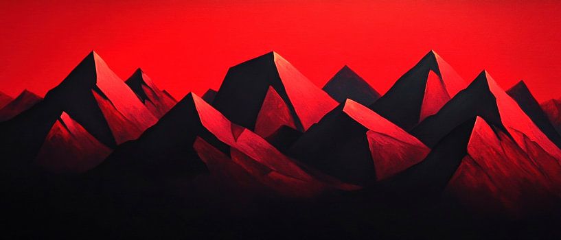 Berglandschaft in Rot – Abstrakt von Poster Art Shop
