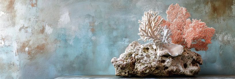 Coral on stone with light blue background by Digitale Schilderijen