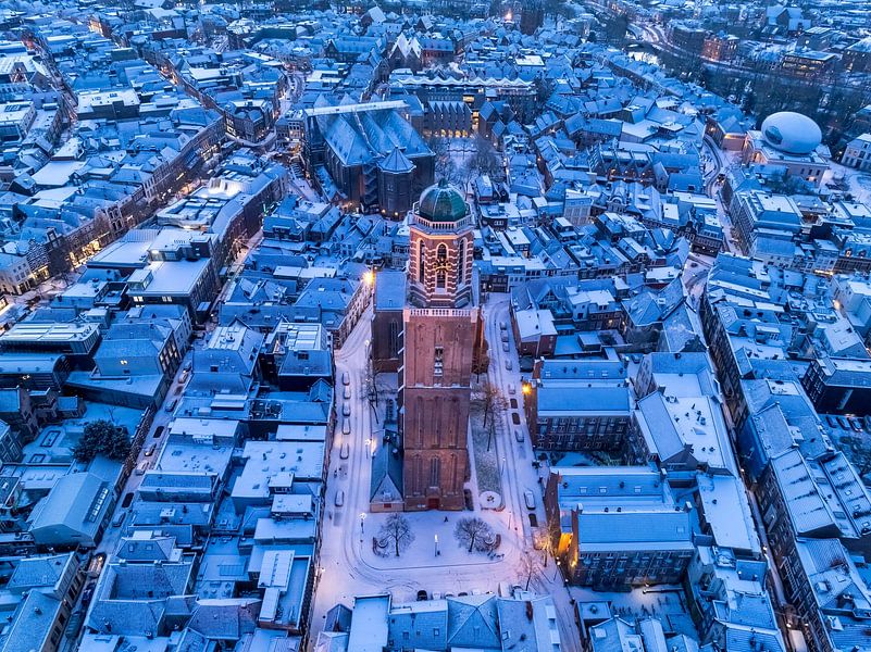 Zwolle Peperbus church tower during a cold winter sunrise by Sjoerd van der Wal Photography