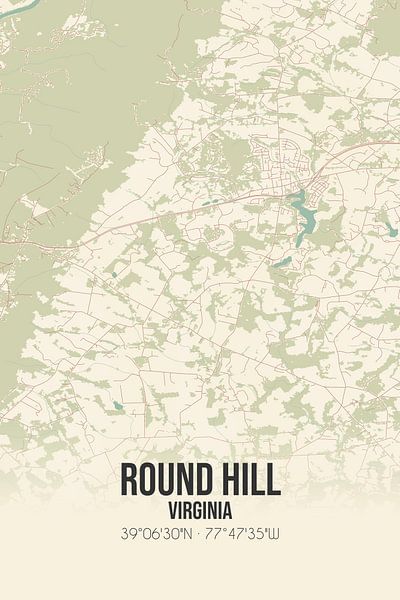 Carte ancienne de Round Hill (Virginie), USA. par Affiches de lieux