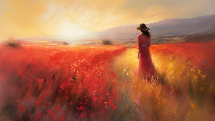 Frau im Blumenmeer von Preet Lambon