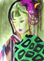Geisha in Green Kimono