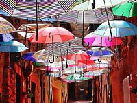 Festa Regenschirme Paciano Umbrien