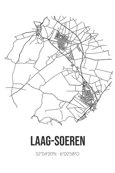 Laag-Soeren (Gelderland) | Karte | Schwarz-weiß von Ortsdrucke