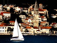 sailing along UNESCO site Perast through stunning Kotor Bay