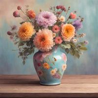 Vase mit Blumen in Pastellfarben 4
