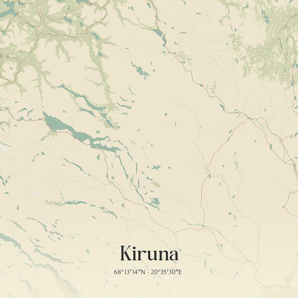 Carte d'époque de Kiruna, Suède. par Affiches de lieux