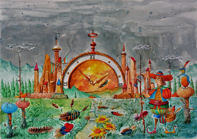 OH! THE CLOCK HAS LOST PRECIOUS HOURS. by Michel MICHAUX