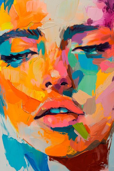 Bunte Ausdruckskraft eines Gesichts von Poster Art Shop