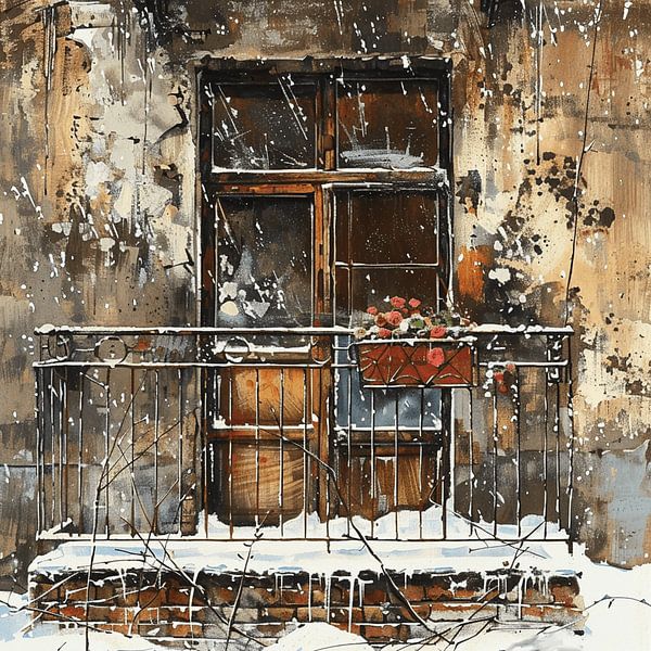 stad winter balkon sneeuw bloem stedelijk melancholisch van gm_designs