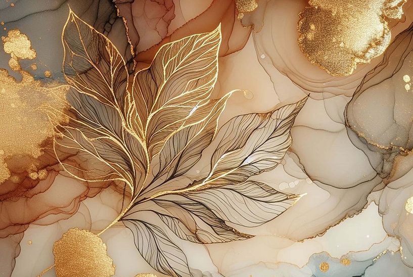 Abstrait en rose et or. (1) par Ineke de Rijk