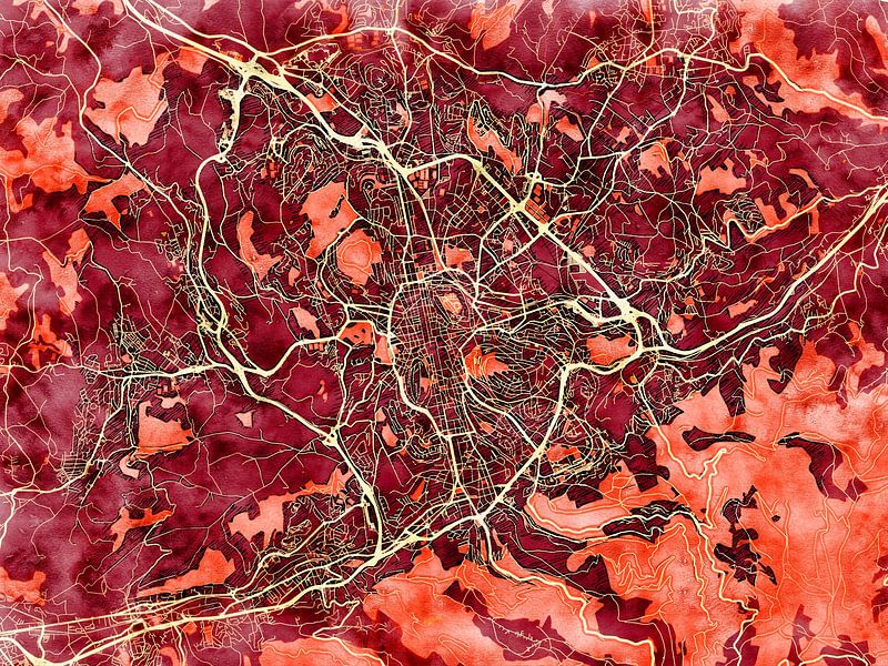 Carte de Saint-Étienne avec le style 'Amber Autumn' par Maporia