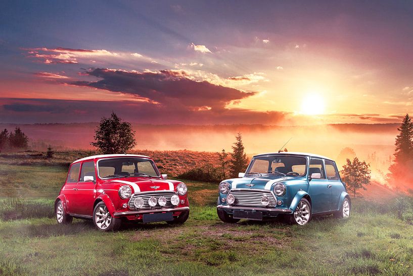 Klassischer Mini Cooper S bei Sonnenaufgang von Thomas Boudewijn
