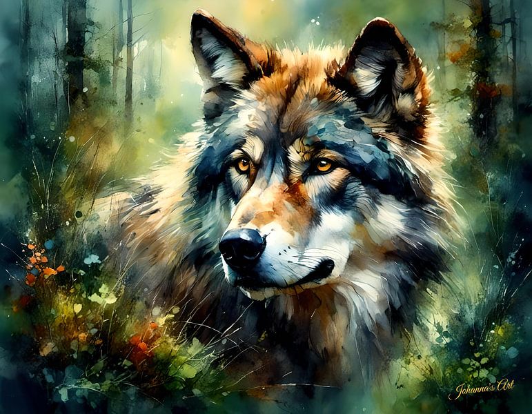 La faune et la flore en aquarelle - Loup 8 par Johannas Art Creations