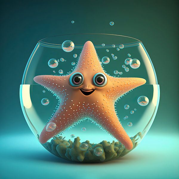 Happy starfish in a fishbowl by Anne Loos