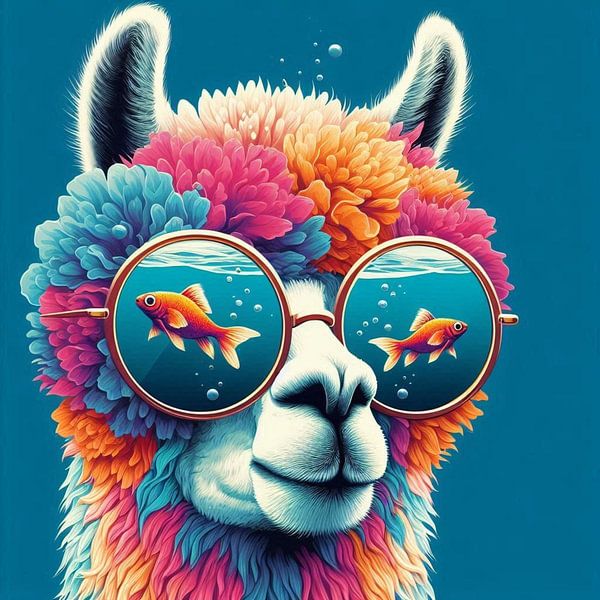 Lama sieht blau von CanvasbyCaro