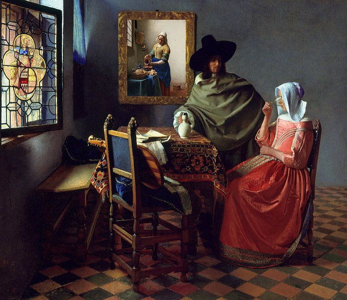Das Glas Wein - Milchmädchen - Johannes Vermeer von Digital Art Studio