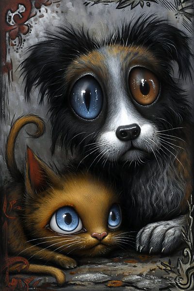 chien - chat - dessin animé par Gelissen Artworks
