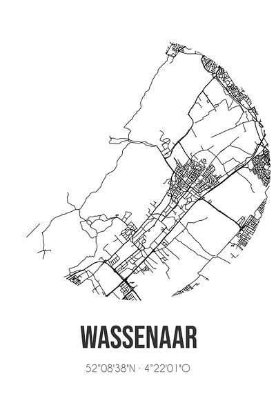 Wassenaar (South-Holland) | Map | Black and White by Prints of Place