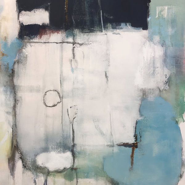 Modernes Abstraktes in Weiß, Blau und Schwarz von Studio Allee