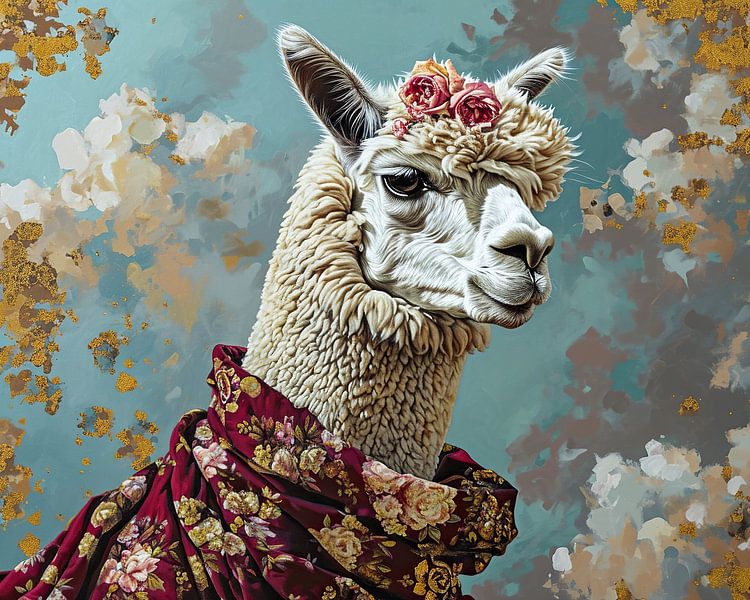 Chic Dressed Lama | Floral Lama by Wonderful Art