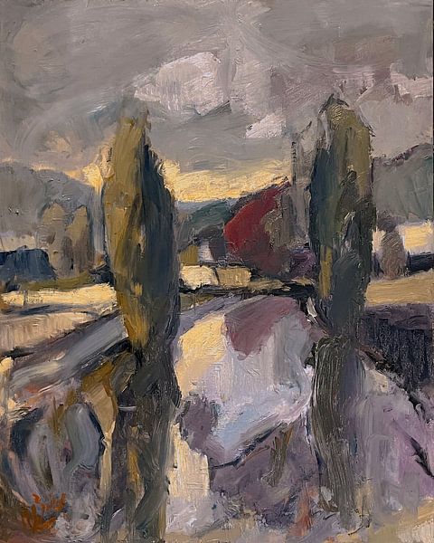 Teich mit Pappeln von Nop Briex