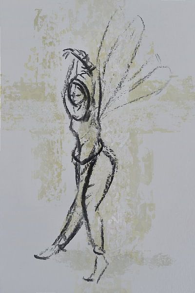 Kleine Elfe - Kohlezeichnung von Emiel de Lange